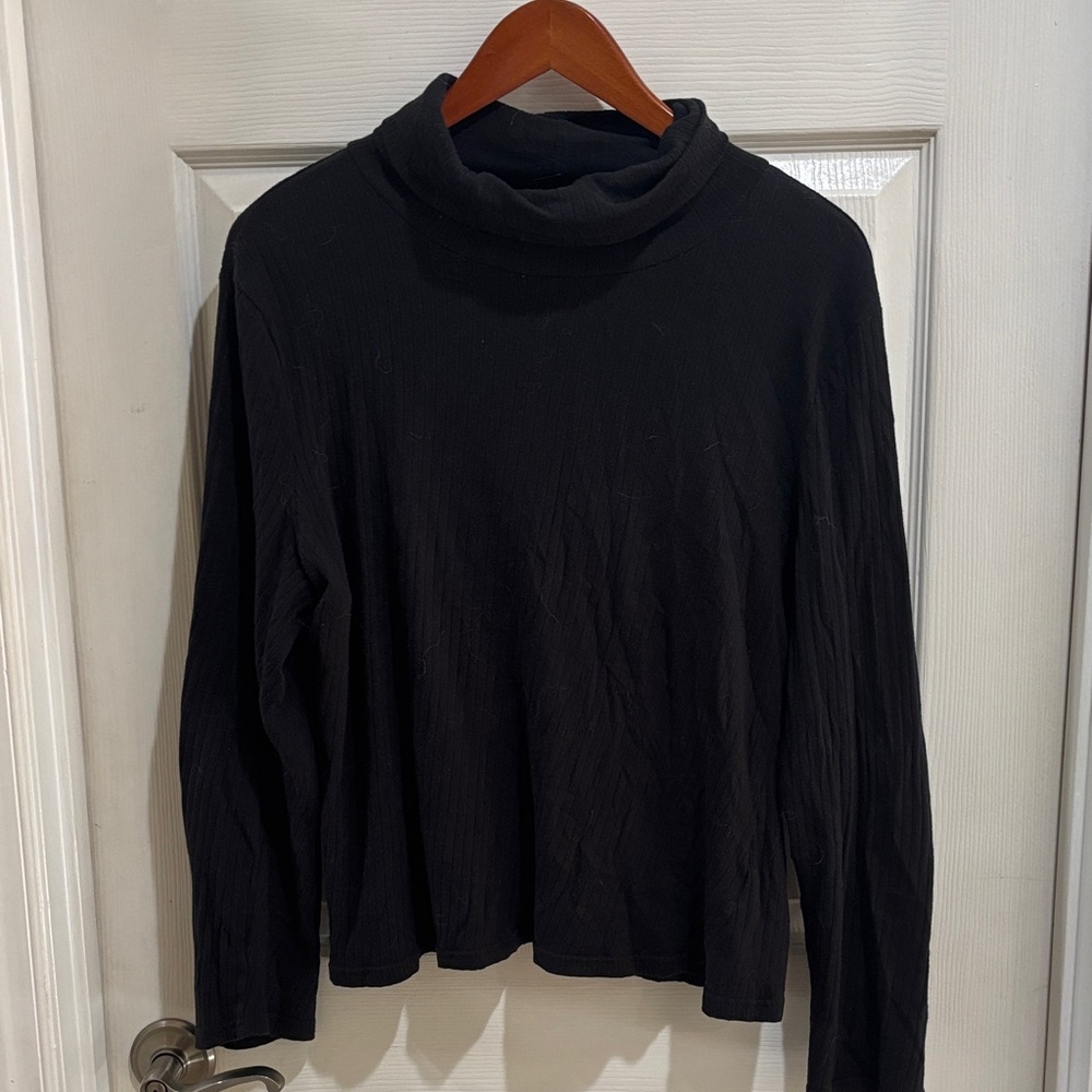 SHEIN Curve Black Turtleneck Ribbed Sweater